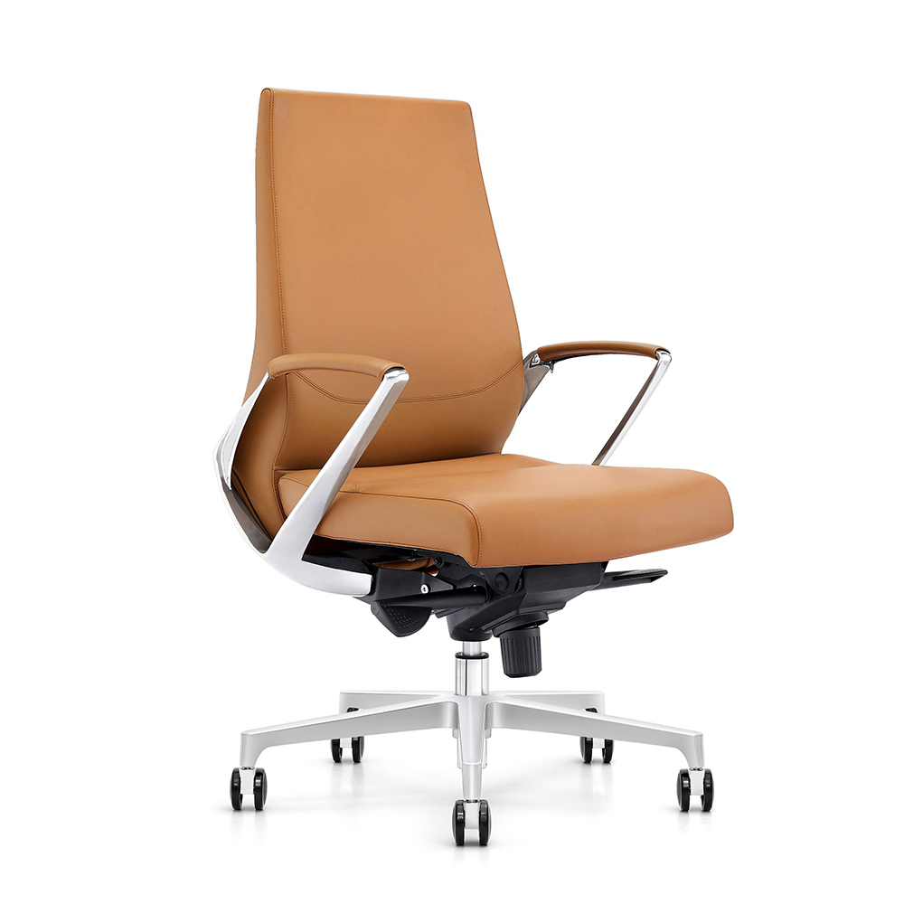 Chaise de bureau en cuir JUEDU Chaise à dossier haut tournante de luxe