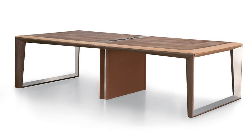Table de salle de conférence en bois moderne de luxe avec cuir