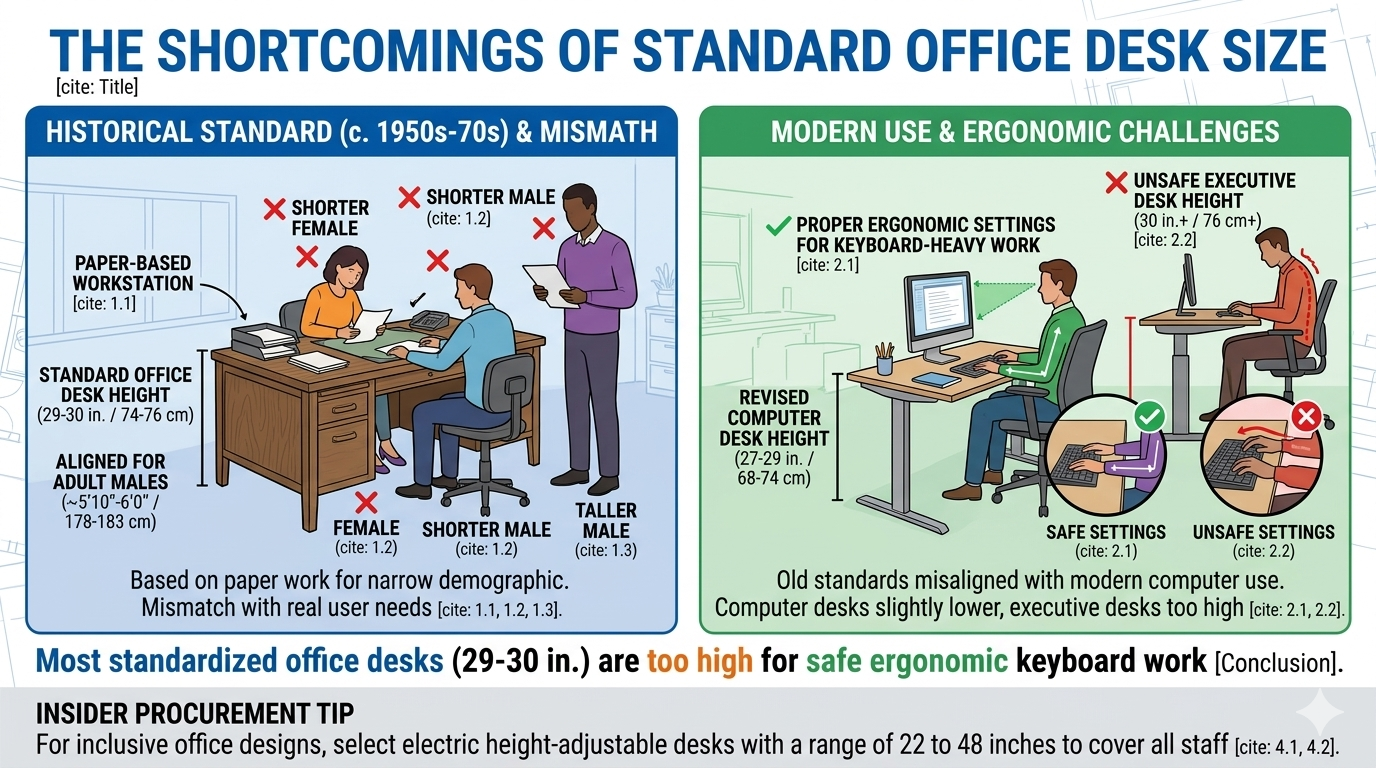 the shortcomings of standard office desk size les défauts de la taille standard d'un bureau