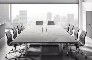 Table de réunion rectangulaire en pierre frittée pour salle de conférence