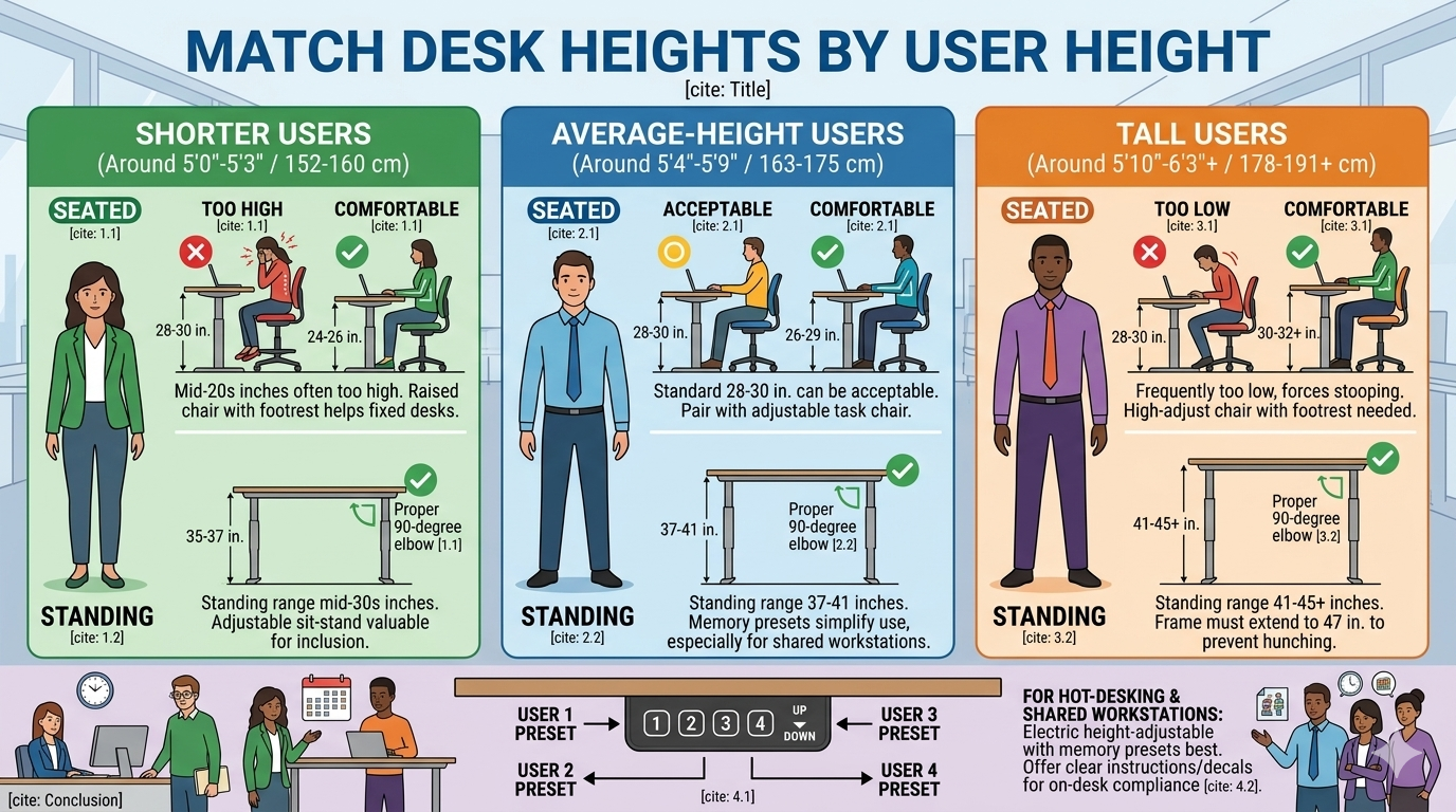 Match Desk Heights by User Height Faire correspondre les hauteurs de bureau en fonction de la hauteur de l'utilisateur