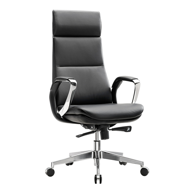 Chaise de bureau en cuir noir JUEDU Chaise de luxe à dossier haut tournant
