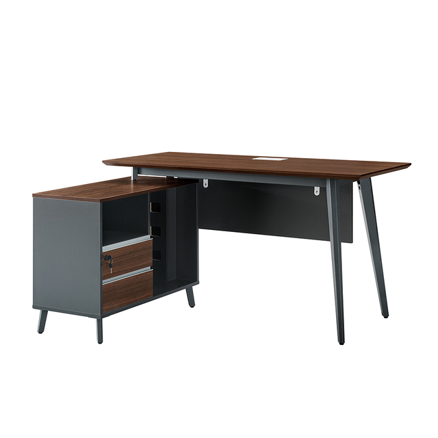 Mobilier de bureau en forme de L avec huche