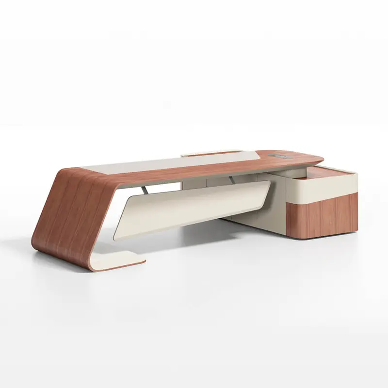 Bureau en forme de L de patron de PDG de conception moderne pour le bureau ex&eacute;cutif de luxe