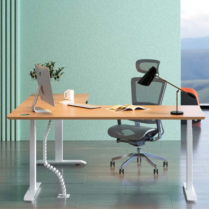 Bureau ex&eacute;cutif en forme de L &agrave; hauteur r&eacute;glable