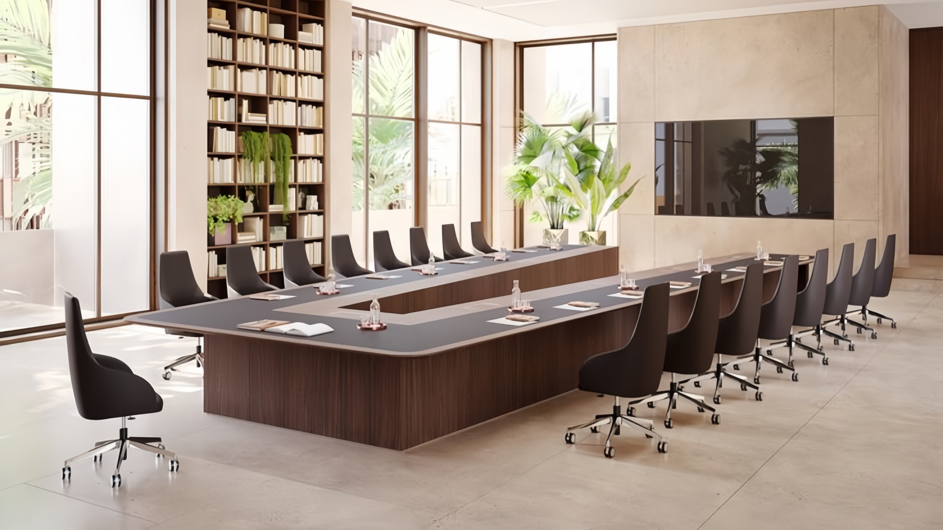 Table de conf&eacute;rence en forme de V