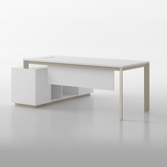 Poste de travail de table de bureau d'ordinateur de bureau en forme de L