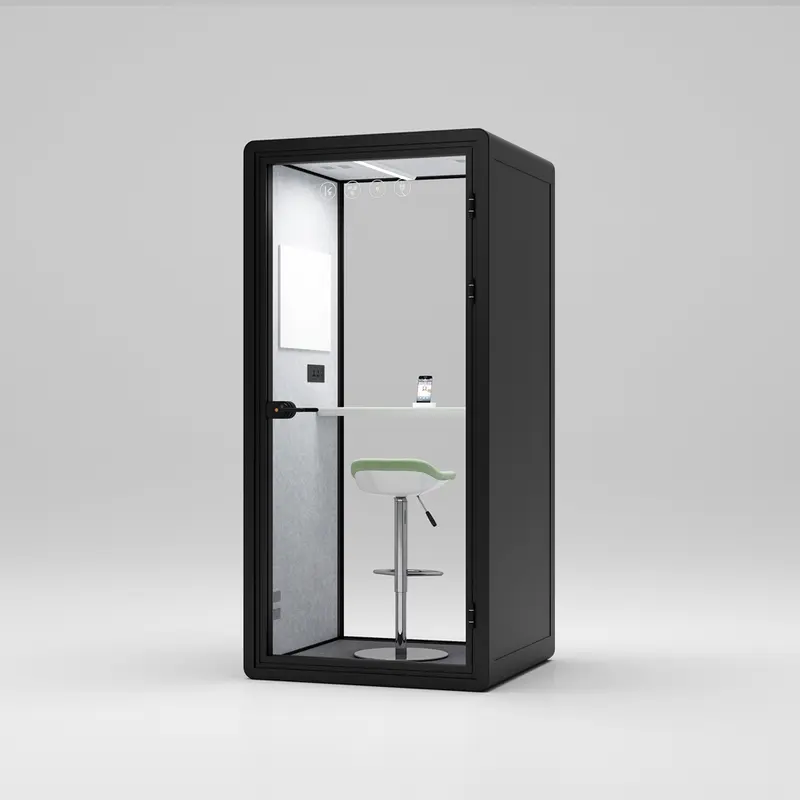 Cabine t&eacute;l&eacute;phonique de bureau noire HongYe pour espace de confidentialit&eacute; pour une seule personne