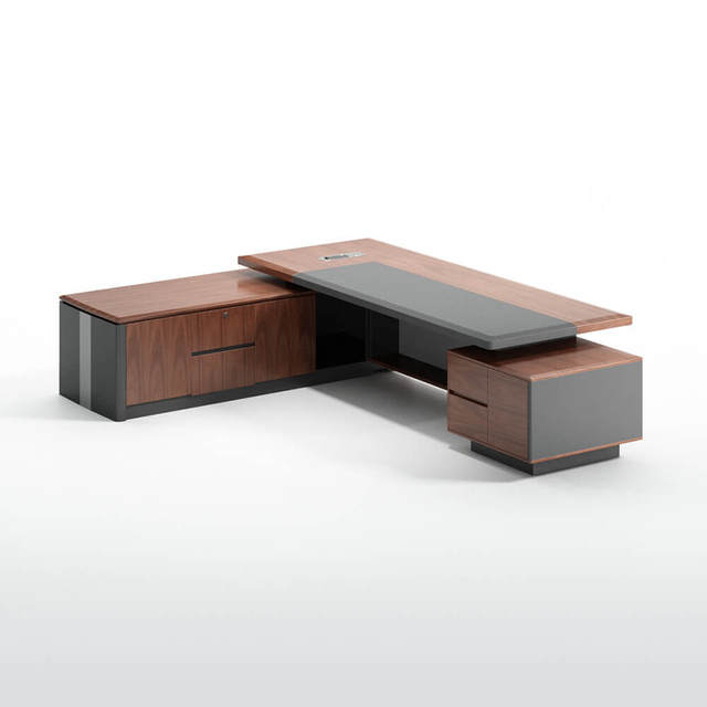 Bureau de direction en bois moderne de luxe avec rangement